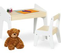 Ensemble de sièges pour enfants Relaxdays, ensemble table et chaises pour enfants, ensemble de sièges pour enfants, pour garçons et filles, beige et blanc