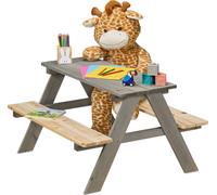 Ensemble de sièges pour enfants Relaxdays pour le jardin, banc de pique-nique, dimensions : 51 x 90 x 78 cm, ensemble de sièges pour 4 enfants, bois, gris/naturel