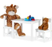 Ensemble de sièges pour enfants Relaxdays, table à dessin avec 2 chaises pour enfants, style moderne, chambre d'enfant, d'intérieur, coin salon pour enfants en MDF, blanc