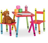 Ensemble de sièges pour enfants Relaxdays, table pour enfants avec 2 chaises, pour filles et garçons, MDF et bois, coin salon pour chambre d'enfant, coloré
