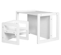 Ensemble de sièges pour enfants Roba 3 en 1 - Tabouret réversible et banc pour enfants transformable en table - Ensemble de sièges pour enfants - Ensemble en bois blanc