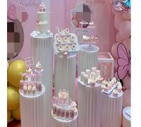 Ensemble de socle sur pied de style colonne pliable, base en carton, support de mariage, présentoir au sol, boîte de base DIY avec colonne pliable en tube de papier à dessus rond. Matériau : papier, c
