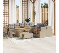 Ensemble de canapés de jardin vidaXL avec coussins (17 pièces), beige et gris clair, en polyrotin