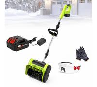 Ensemble de souffleuse à neige sans fil 48V, pelle à neige électrique 10" | Avec moteur sans balais, poignée réglable, interrupteur de sécurité for allées et trottoirs.