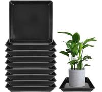 Ensemble de sous-pots pour pots de fleurs Unyqoos® (10) – carrés, noirs, 30 x 30 x 4,5 cm, en plastique PP, protection pour intérieur et extérieur