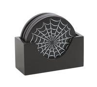 Ensemble de Sous Verre Motif Toile d'Araignée Noire - Dessous de Verre Gothiques d'Halloween, Protection contre les Déversements Effrayants