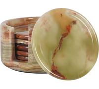 Ensemble de sous-Verres en marbre Radicaln Rond de 3,5 Pouces en Onyx Vert Fait à la Main pour Table Basse, Porte-gobelet, Centre de Table à Manger, décoration de Dessous de Verre pour Boisson