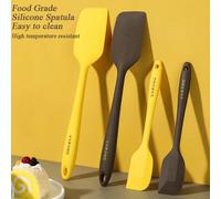 Ensemble de spatules en silicone jaune et marron, grattoir, outils de gadget, ustensiles Assad, tout pour la cuisine, la cuisson à la maison, la crème à gâteau, 2 pièces Brown S 2pcs