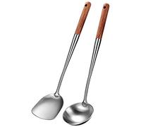 Ensemble de spatules et louches pour wok - Spatule de 43,2 cm - Spatule pour wok en acier