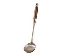 Ensemble de spatules pour wok en acier inoxydable 316L avec manche en bois - Ustensiles de cuisine pour frire sauté - Poignée en palissandre non sûre - 39 cm (lard)