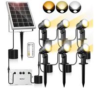 Ensemble de spots solaires, pack de 6, indice de protection IP66, 3 températures de couleur, télécommande