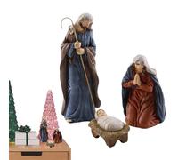 Ensemble de statues de statuette de Nativité - Statuette de décoration de la Sainte Famille | Statue en résine de Nativité résistante à l'usure, décoration de statuettes artisanales en résine
