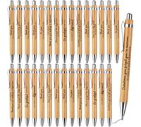 Ensemble de stylos à bille "Merci", 24 pièces, en bambou, encre noire