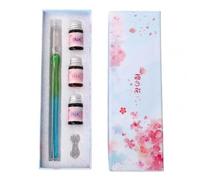 Ensemble De Stylos À Encre En Verre De Cristal, 1 Ensemble De Stylos À Encre En Verre De Cristal, Signature, Stylo Dip À Bonne Absorption D'encre Pour Amis