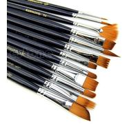 Ensemble De Stylos Et Pinceaux À Aquarelle Avec Manche En Bois En Nylon, 12 Pièces, Pour Apprendre À Peindre À L'huile Et À L'acrylique, Fournitures De Pinceaux D'art