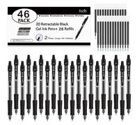 Ensemble de stylos gel noirs, 46 pièces (20 stylos gel avec 26 recharges)