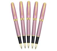 Ensemble de stylos plume, 5 pièces, en métal, plume dorée, couleur rose