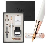 Ensemble de stylos plume - CACTOSE - Plume moyenne et extra fine 18K - Encre noire 25ml - 6 cartouches d'encre