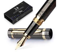 Ensemble de stylos plume, pointe moyenne, qualité supérieure, finition gunmetal et or