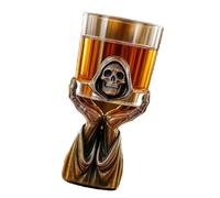 Ensemble de support à whisky avec motif de faucheuse - Motif tête de mort gothique - Présentoir à verres à liqueur - Décoration de collection - Cadeau de faucheuse