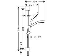 Ensemble de support de douchette avec rail Hansgrohe Croma Select S Vario au design contemporain blanc/chromé