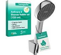 Ensemble de support de pommeau de douche hansgrohe Activera Select S 95 28052000 2 types de jets à économie d'eau avec flexible de douche 125 cm, Ø 95 mm, chromé