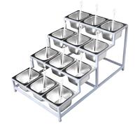 Ensemble De Supports À Épices En Acier Inoxydable, Supports À Condiments Commerciaux Pour Assaisonnements, Sauces, Salades Et Confitures, Distributeur De Condiments Alime,Silver-b-50x75x31cm