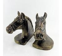 Ensemble de supports de livres Casa Padrino, modèle "Têtes de chevaux en laiton", lot de 2 - Design classique pour votre bibliothèque
