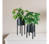 Ensemble de supports métalliques pour fleurs, 2 pièces, noir, H 23 et 33 / L 12 cm, utilisable à l'intérieur comme à l'extérieur, pour pot de fleurs ou bac à herbes aromatiques