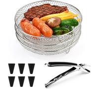 Ensemble de supports pour friteuse à air, en acier inoxydable, avec 3 niveaux pour une cuisson et un séchage uniformes