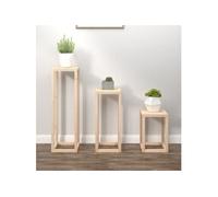 vidaXL Ensemble de 3 supports pour plantes en bois massif de pin