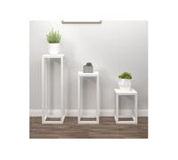 vidaXL Ensemble de 3 supports pour plantes Blanc Pin massif