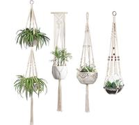 Ensemble de suspensions pour plantes en macramé d'intérieur, comprenant 1 à 4 cordes en coton