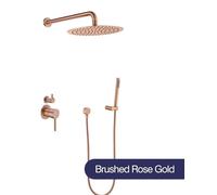 Ensemble de système de douche - Douche de pluie - Pommeau de douche rond de 25 cm, ultra-plat (2 mm) - Mélangeur à 2 voies pour eau chaude et froide - En laiton chromé - Montage mural - Couleur : BRG