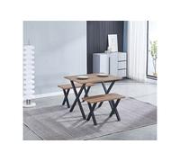 Ensemble de table + 2 tabourets avec pieds en métal noir - -