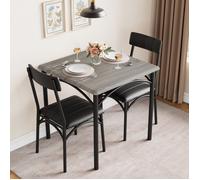 Ensemble de table à manger 3 pièces - PROMIRACAL - Métal et bois - 2 places - Gris - Style industriel