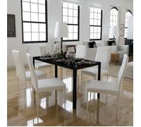 Ensemble de table à manger 7 pièces noir et blanc - vidaXL - P80 - Contemporain
