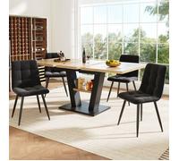 Ensemble de table à manger extensible - OEM - 118-157x70 cm - 4 chaises ergonomiques - MDF - Velours