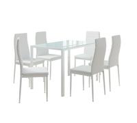 Ensemble de table à manger Grand, 120x75cm avec 6 chaises, Blanc, Vicco 51842