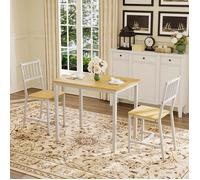 Ensemble de table à manger - MINIMAL - Ensemble 3 pcs - 2 places - Style industriel - Aspect bois naturel/blanc