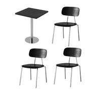 Ensemble De Table À Manger Moderne, Tables De Bistro Rectangulaires Rondes Et Carrées en Bois Noir avec Chaises, Base en Métal Argenté, Café Industriel, Cuisine, Restaurant(D)
