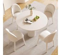 Ensemble de table à manger ronde moderne 4 pièces, table basse et table d'appoint pour bureau, salon, réception et négociation (blanc, 100 cm/39,3 po)