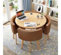 Ensemble de table à manger ronde moderne pour table de 10,2 à 80 cm peu encombrante et 4 chaises rembourrées douces, table basse pour salle à manger, décontracté et PU, parfait pour les petites