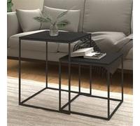 Vidaxl Ensemble De Table Basse 2 Pcs Bois D'ingénierie Et Métal Multicolore