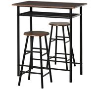 Ensemble de table basse et de deux tabourets - Design industriel - Assises rembourrées - Fabriqué en MDF et en métal - À assembler soi-même - Noir