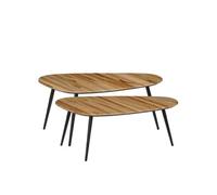 Ensemble de table d'appoint Mica Decorations Jailey Brun Bois de teck H39xl39xL84cm