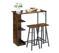 Ensemble de table de bar et 2 chaises - Ensemble de 1 Table + 2 Tabouret Haut de Bar - chaises hautes pour table bar cuisine Marron