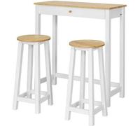 Ensemble de table de bar Mara - 3 pièces - Table de bar avec tabourets - 2 tabourets de bar - Tiroir - 95 x 40 x 107 cm
