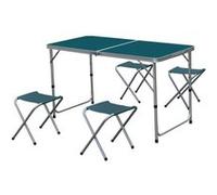 Ensemble de table de jardin pliante avec 4 tabourets en aluminium et polyester coloris bleu - PEGANE - Bleu G