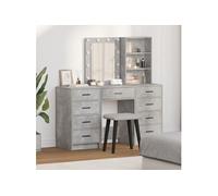 Ensemble de Table de Maquillage 3 Pièces avec LED Gris Béton Bois d Ingénierie